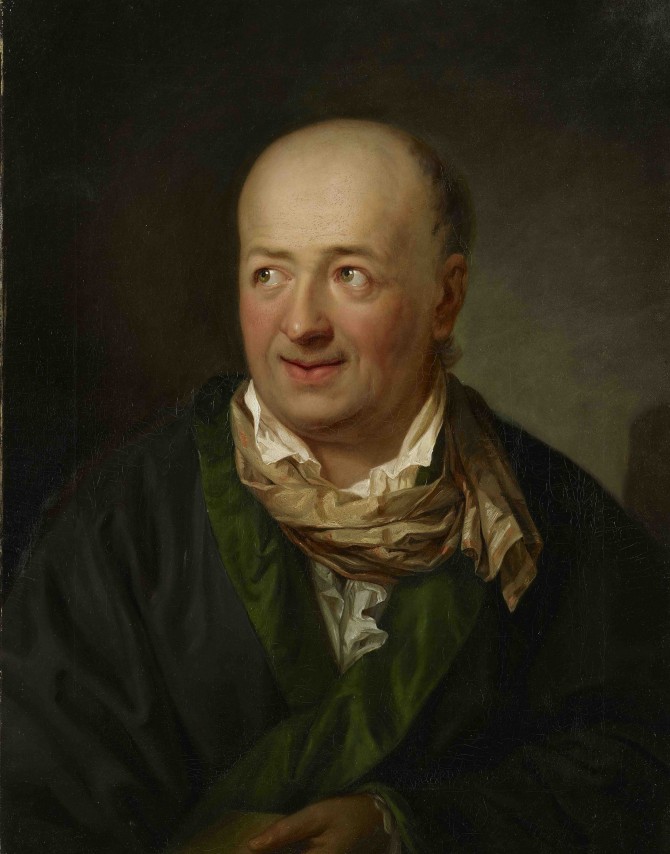 Salomon Gessner, im Alter von 51 Jahren. Der in seinem wählerischen Geschmack erstaunlich sichere Buchkünstler ordnet und bestimmt alles bis zu Einzelheiten von Orthographie und Schriftgrad, Proportion und Papierqualität, wie vor ihm kein Illustrator seit Albrecht Dürer und nach ihm als Dichter erst wieder Stefan George. Neu ausgestellt im Salomon-Kabinett, Burg Maur.